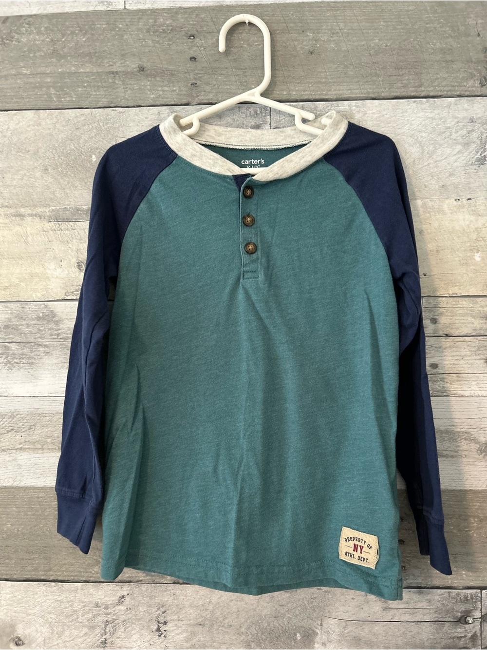 Carter's Teal, Navy & Cream Long-Sleeve Henley Top